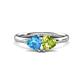 1 - Francesca 1.95 ctw Heart Shape (6.00 mm) Blue Topaz & Peridot Toi Et Moi Engagement Ring 