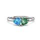 1 - Francesca 1.75 ctw Heart Shape (6.00 mm) Blue Topaz & Lab Created Alexandrite Toi Et Moi Engagement Ring 