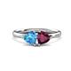 1 - Francesca 2.10 ctw Heart Shape (6.00 mm) Blue Topaz & Rhodolite Garnet Toi Et Moi Engagement Ring 