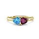 1 - Francesca 2.10 ctw Heart Shape (6.00 mm) Blue Topaz & Rhodolite Garnet Toi Et Moi Engagement Ring 