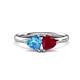 1 - Francesca 1.80 ctw Heart Shape (6.00 mm) Blue Topaz & Lab Created Ruby Toi Et Moi Engagement Ring 