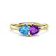 1 - Francesca 1.68 ctw Heart Shape (6.00 mm) Blue Topaz & Amethyst Toi Et Moi Engagement Ring 