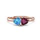 1 - Francesca 2.10 ctw Heart Shape (6.00 mm) Blue Topaz & Rhodolite Garnet Toi Et Moi Engagement Ring 