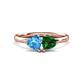 1 - Francesca 1.75 ctw Heart Shape (6.00 mm) Blue Topaz & Lab Created Emerald Toi Et Moi Engagement Ring 