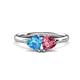 1 - Francesca 1.80 ctw Heart Shape (6.00 mm) Blue Topaz & Pink Tourmaline Toi Et Moi Engagement Ring 