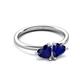 3 - Francesca 1.80 ctw Heart Shape (6.00 mm) Lab Created Blue Sapphire Toi Et Moi Engagement Ring 
