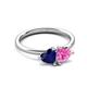 3 - Francesca 1.80 ctw Heart Shape (6.00 mm) Lab Created Blue Sapphire & Lab Created Pink Sapphire Toi Et Moi Engagement Ring 