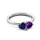 3 - Francesca 1.58 ctw Heart Shape (6.00 mm) Lab Created Blue Sapphire & Amethyst Toi Et Moi Engagement Ring 
