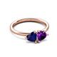 3 - Francesca 1.58 ctw Heart Shape (6.00 mm) Lab Created Blue Sapphire & Amethyst Toi Et Moi Engagement Ring 