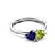 3 - Francesca 1.85 ctw Heart Shape (6.00 mm) Lab Created Blue Sapphire & Peridot Toi Et Moi Engagement Ring 
