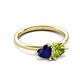 3 - Francesca 1.85 ctw Heart Shape (6.00 mm) Lab Created Blue Sapphire & Peridot Toi Et Moi Engagement Ring 