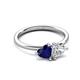 3 - Francesca 1.60 ctw Heart Shape (6.00 mm) Lab Created Blue Sapphire & Moissanite Toi Et Moi Engagement Ring 
