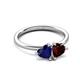 3 - Francesca 1.85 ctw Heart Shape (6.00 mm) Lab Created Blue Sapphire & Red Garnet Toi Et Moi Engagement Ring 
