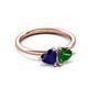 3 - Francesca 1.65 ctw Heart Shape (6.00 mm) Lab Created Blue Sapphire & Lab Created Emerald Toi Et Moi Engagement Ring 