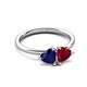3 - Francesca 1.70 ctw Heart Shape (6.00 mm) Lab Created Blue Sapphire & Lab Created Ruby Toi Et Moi Engagement Ring 