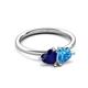 3 - Francesca 1.90 ctw Heart Shape (6.00 mm) Lab Created Blue Sapphire & Blue Topaz Toi Et Moi Engagement Ring 