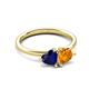 3 - Francesca 1.58 ctw Heart Shape (6.00 mm) Lab Created Blue Sapphire & Citrine Toi Et Moi Engagement Ring 