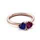 3 - Francesca 2.00 ctw Heart Shape (6.00 mm) Lab Created Blue Sapphire & Rhodolite Garnet Toi Et Moi Engagement Ring 