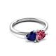 3 - Francesca 1.70 ctw Heart Shape (6.00 mm) Lab Created Blue Sapphire & Pink Tourmaline Toi Et Moi Engagement Ring 