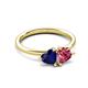 3 - Francesca 1.70 ctw Heart Shape (6.00 mm) Lab Created Blue Sapphire & Pink Tourmaline Toi Et Moi Engagement Ring 