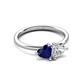 3 - Francesca 1.80 ctw Heart Shape (6.00 mm) Lab Created Blue Sapphire & Lab Created White Sapphire Toi Et Moi Engagement Ring 