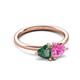 3 - Francesca 1.65 ctw Heart Shape (6.00 mm) Lab Created Alexandrite & Lab Created Pink Sapphire Toi Et Moi Engagement Ring 