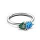3 - Francesca 1.75 ctw Heart Shape (6.00 mm) Lab Created Alexandrite & Blue Topaz Toi Et Moi Engagement Ring 