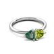 3 - Francesca 1.70 ctw Heart Shape (6.00 mm) Lab Created Alexandrite & Peridot Toi Et Moi Engagement Ring 