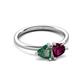 3 - Francesca 1.85 ctw Heart Shape (6.00 mm) Lab Created Alexandrite & Rhodolite Garnet Toi Et Moi Engagement Ring 