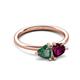 3 - Francesca 1.85 ctw Heart Shape (6.00 mm) Lab Created Alexandrite & Rhodolite Garnet Toi Et Moi Engagement Ring 