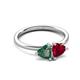 3 - Francesca 1.55 ctw Heart Shape (6.00 mm) Lab Created Alexandrite & Lab Created Ruby Toi Et Moi Engagement Ring 