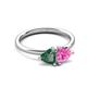 3 - Francesca 1.65 ctw Heart Shape (6.00 mm) Lab Created Alexandrite & Lab Created Pink Sapphire Toi Et Moi Engagement Ring 