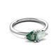 3 - Francesca 1.20 ctw Heart Shape (6.00 mm) Lab Created Alexandrite & Opal Toi Et Moi Engagement Ring 