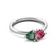 3 - Francesca 1.55 ctw Heart Shape (6.00 mm) Lab Created Alexandrite & Pink Tourmaline Toi Et Moi Engagement Ring 