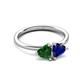3 - Francesca 1.65 ctw Heart Shape (6.00 mm) Lab Created Emerald & Lab Created Blue Sapphire Toi Et Moi Engagement Ring 