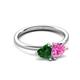 3 - Francesca 1.65 ctw Heart Shape (6.00 mm) Lab Created Emerald & Lab Created Pink Sapphire Toi Et Moi Engagement Ring 