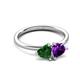 3 - Francesca 1.43 ctw Heart Shape (6.00 mm) Lab Created Emerald & Amethyst Toi Et Moi Engagement Ring 