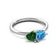 3 - Francesca 1.75 ctw Heart Shape (6.00 mm) Lab Created Emerald & Blue Topaz Toi Et Moi Engagement Ring 