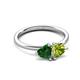 3 - Francesca 1.70 ctw Heart Shape (6.00 mm) Lab Created Emerald & Peridot Toi Et Moi Engagement Ring 