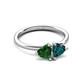 3 - Francesca 1.75 ctw Heart Shape (6.00 mm) Lab Created Emerald & London Blue Topaz Toi Et Moi Engagement Ring 