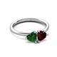 3 - Francesca 1.70 ctw Heart Shape (6.00 mm) Lab Created Emerald & Red Garnet Toi Et Moi Engagement Ring 