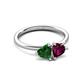 3 - Francesca 1.85 ctw Heart Shape (6.00 mm) Lab Created Emerald & Rhodolite Garnet Toi Et Moi Engagement Ring 