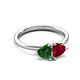 3 - Francesca 1.55 ctw Heart Shape (6.00 mm) Lab Created Emerald & Lab Created Ruby Toi Et Moi Engagement Ring 