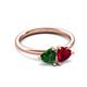 3 - Francesca 1.55 ctw Heart Shape (6.00 mm) Lab Created Emerald & Lab Created Ruby Toi Et Moi Engagement Ring 