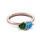 3 - Francesca 1.75 ctw Heart Shape (6.00 mm) Lab Created Emerald & Blue Topaz Toi Et Moi Engagement Ring 