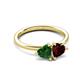 3 - Francesca 1.70 ctw Heart Shape (6.00 mm) Lab Created Emerald & Red Garnet Toi Et Moi Engagement Ring 