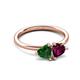 3 - Francesca 1.85 ctw Heart Shape (6.00 mm) Lab Created Emerald & Rhodolite Garnet Toi Et Moi Engagement Ring 