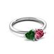 3 - Francesca 1.55 ctw Heart Shape (6.00 mm) Lab Created Emerald & Pink Tourmaline Toi Et Moi Engagement Ring 