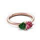 3 - Francesca 1.55 ctw Heart Shape (6.00 mm) Lab Created Emerald & Pink Tourmaline Toi Et Moi Engagement Ring 