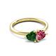 3 - Francesca 1.55 ctw Heart Shape (6.00 mm) Lab Created Emerald & Pink Tourmaline Toi Et Moi Engagement Ring 